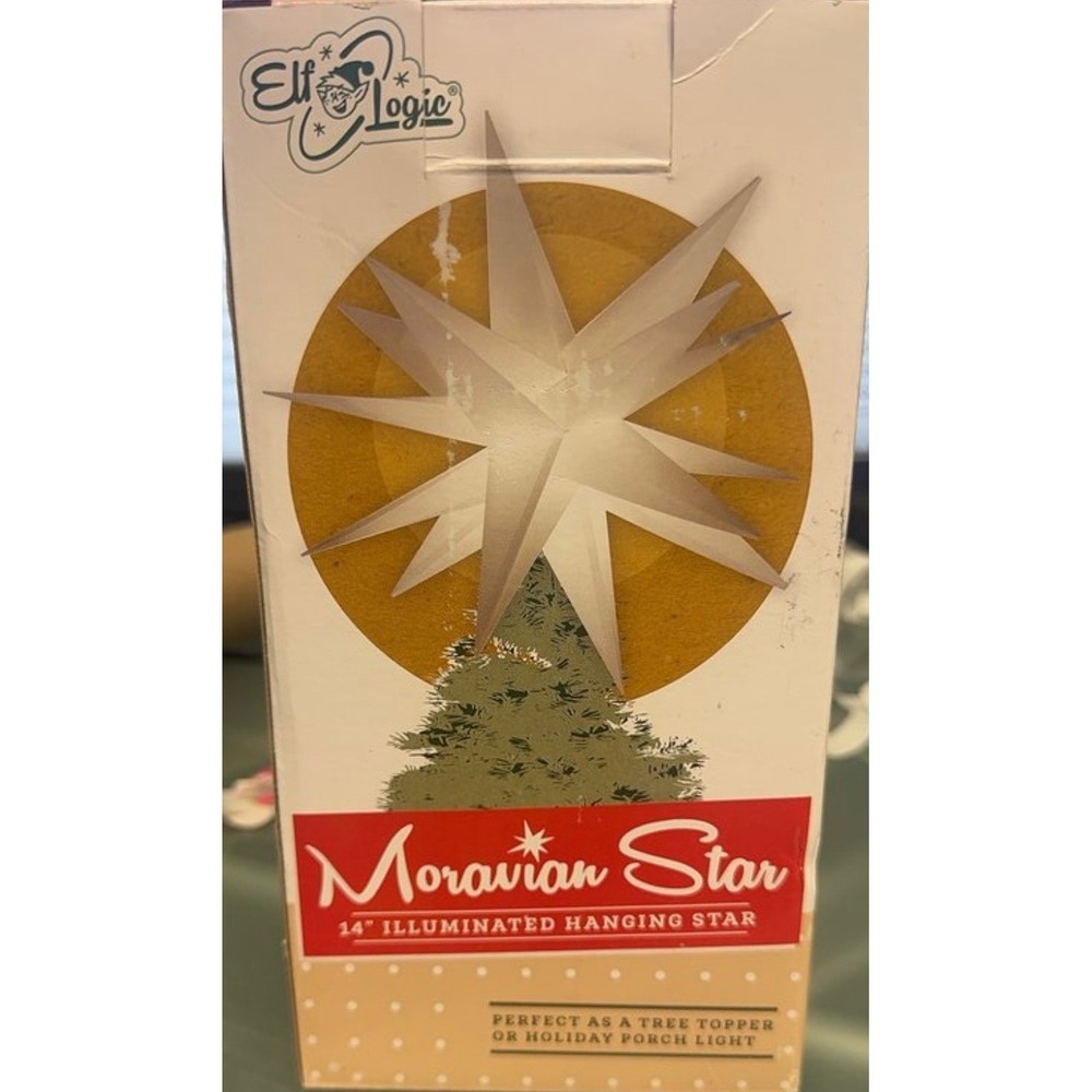 Elf Logic Moravian Star 14 Inch Illuminated‎ Hanging Star Holiday Decor New